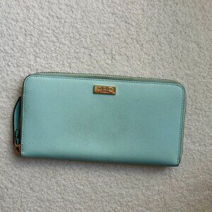 Kate Spade Grace Blue Newbury Lane Neda Wallet Leather Zip Around Saffiano